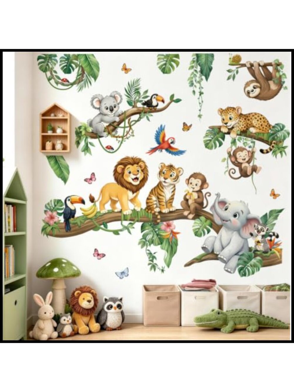 Jungle Safari Animals Wall Decals Peel and Stick Removable